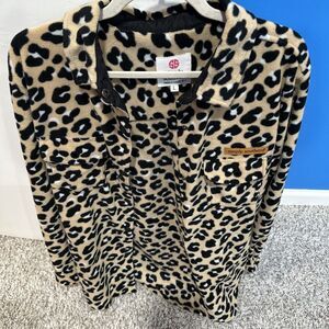 Simply‎ Southern Shirt Large Cheetha Button Down Animal Print Warm